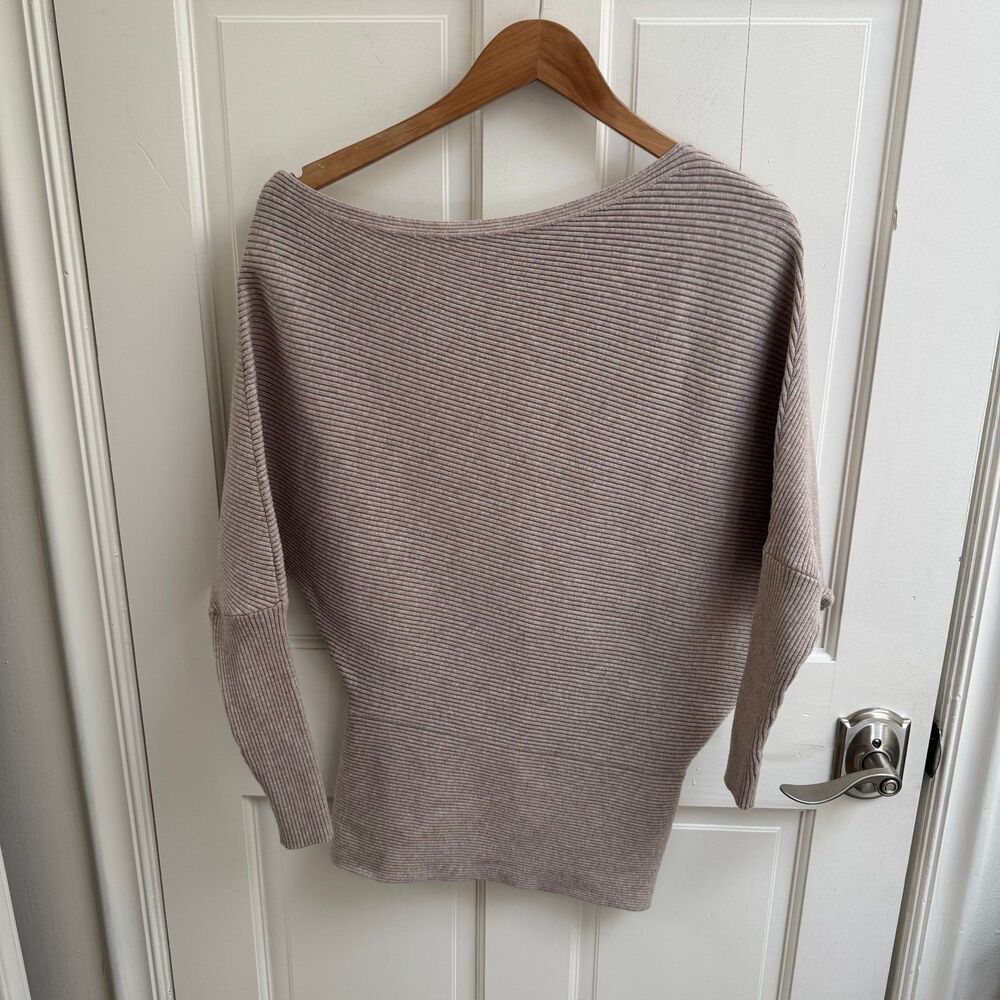 Reiss Lorna Asymmetric Draped Knitted Off Shoulder Jumper Sweater in Stone Small - Picture 6 of 11